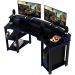 Mesa para Computador Gamer Espaço para 2 Monitores e CPU Preto/Azul