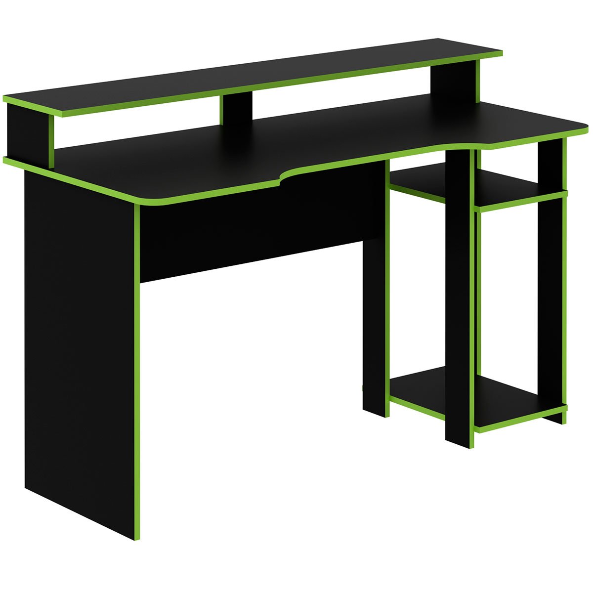 Mesa para Computador Gamer Espaço para 2 Monitores e CPU Preto/Verde