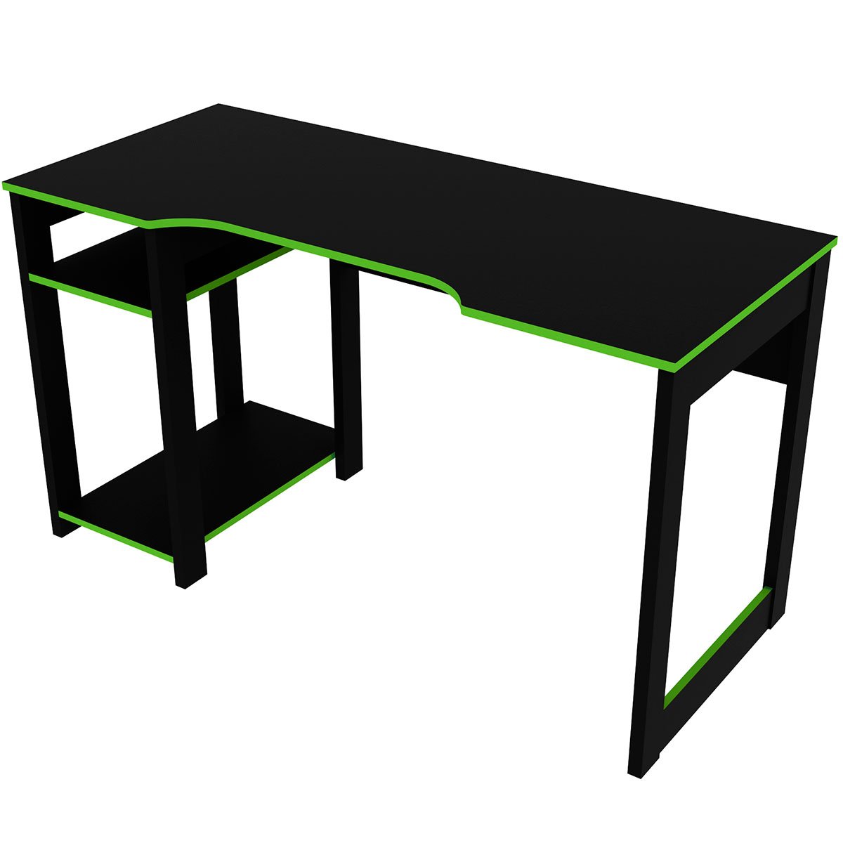Mesa para Computador Gamer Espaço para 2 Monitores e CPU Preto/Verde