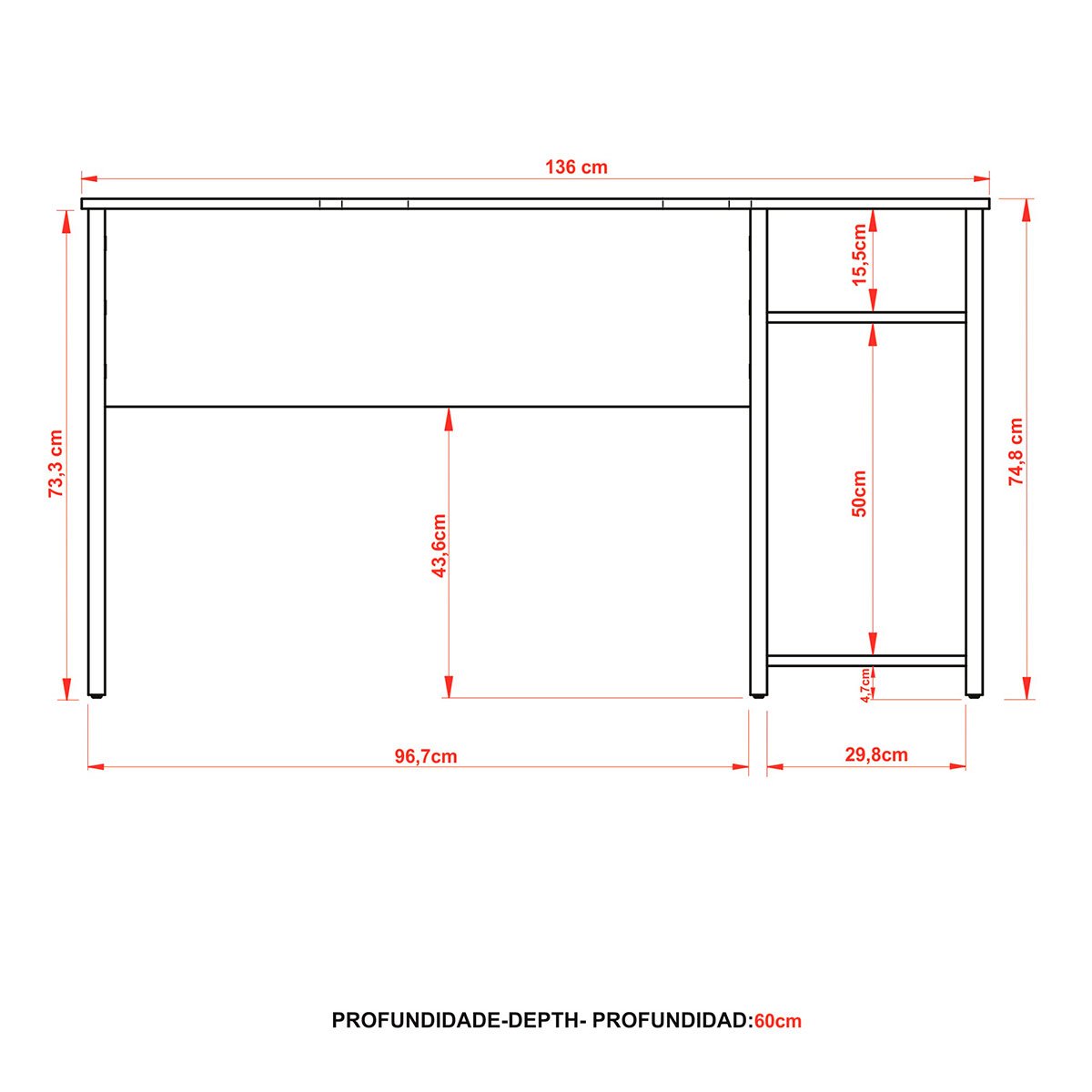 Mesa para Computador Gamer Espaço para 2 Monitores e CPU Preto/Verde