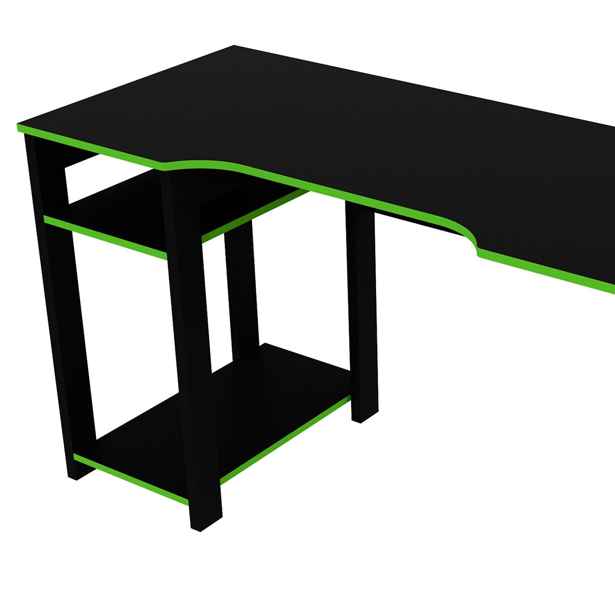 Mesa para Computador Gamer Espaço para 2 Monitores e CPU Preto/Verde