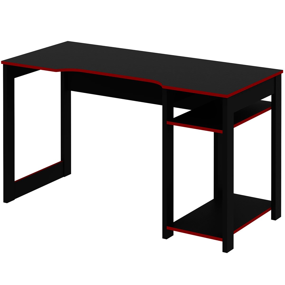 Mesa para Computador Gamer Espaço para 2 Monitores e CPU Preto/Vermelho