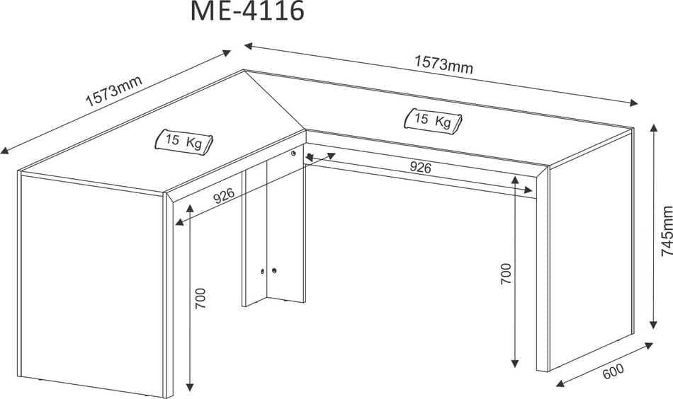 Mesa para Escritório Angular Amêndoa