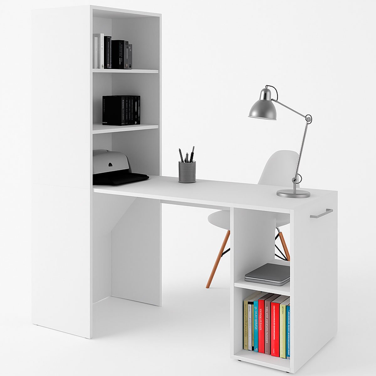 Mesa para Escritório Articulável Alta Multiuso Retrátil Branco