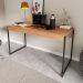 Mesa para Escritório Escrivaninha 1 Gaveta Estilo Industrial Amêndoa/Preto