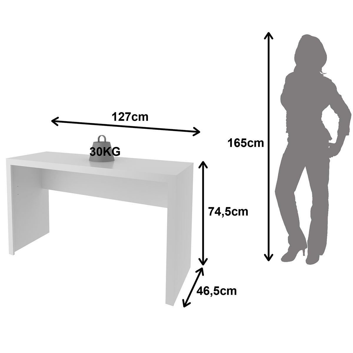 Mesa para Escritório Escrivaninha 127 cm Branco