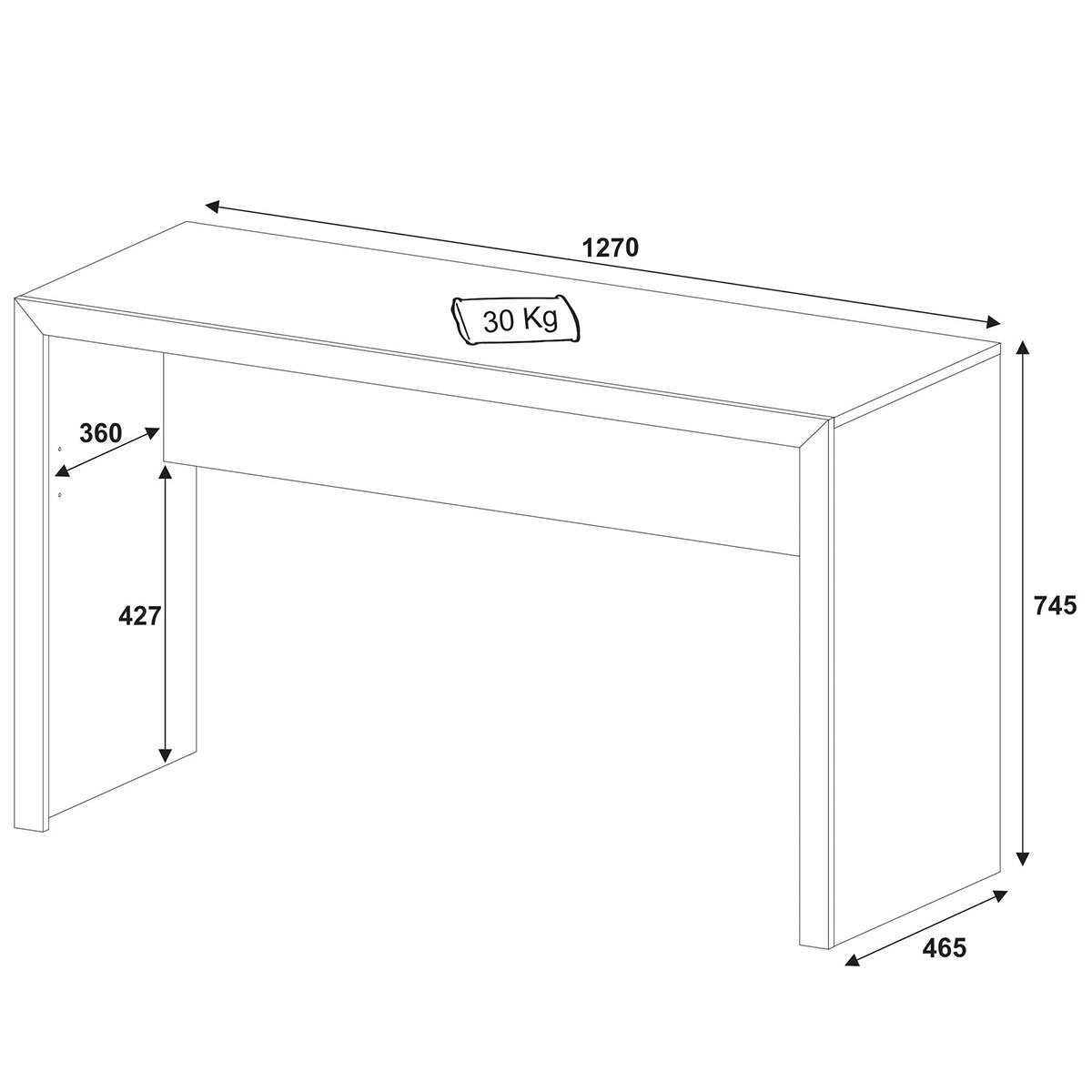 Mesa para Escritório Escrivaninha 127 cm Branco
