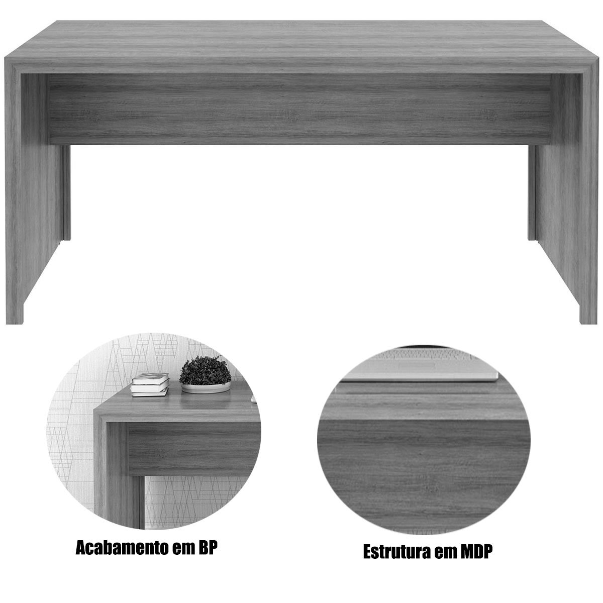 Mesa para Escritório Escrivaninha 163 cm Preto