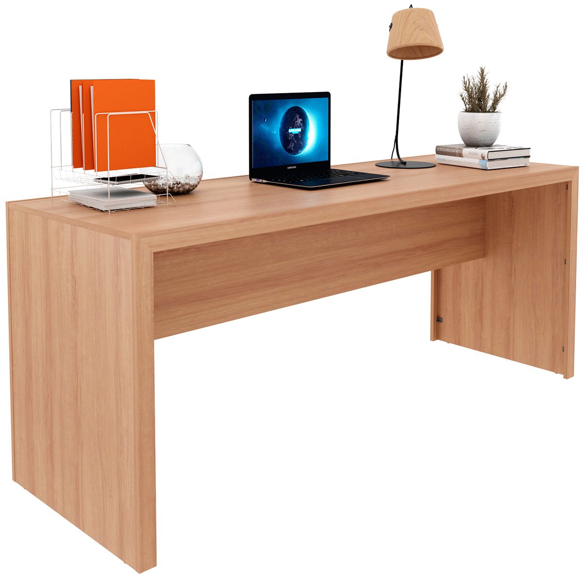 Mesa para Escritório Escrivaninha 180 cm Amêndoa