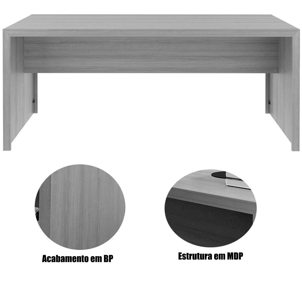 Mesa para Escritório Escrivaninha 180 cm Amêndoa