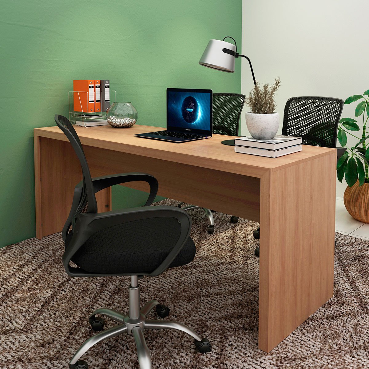 Mesa para Escritório Escrivaninha 180 cm Amêndoa