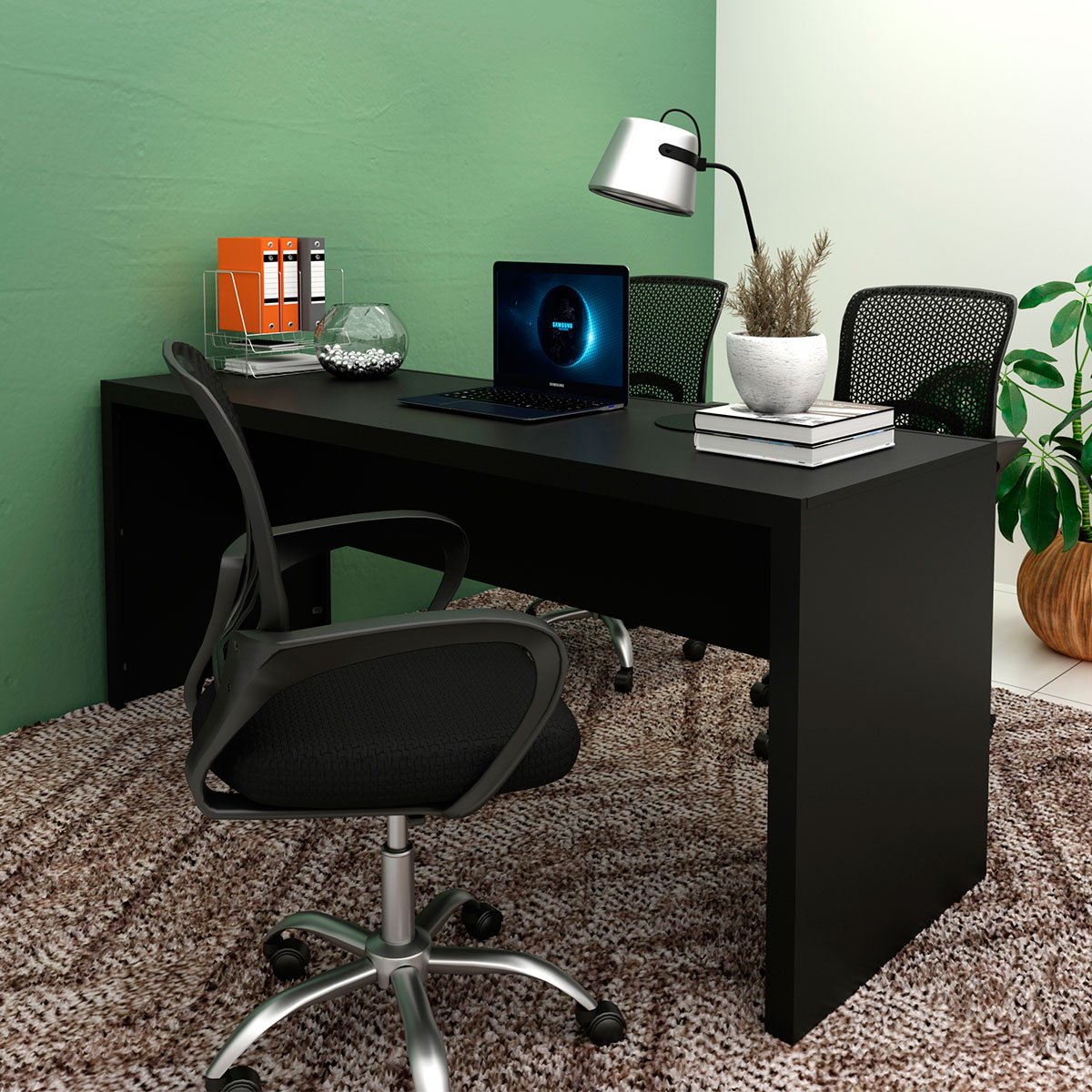 Mesa para Escritório Escrivaninha 180 cm Preto