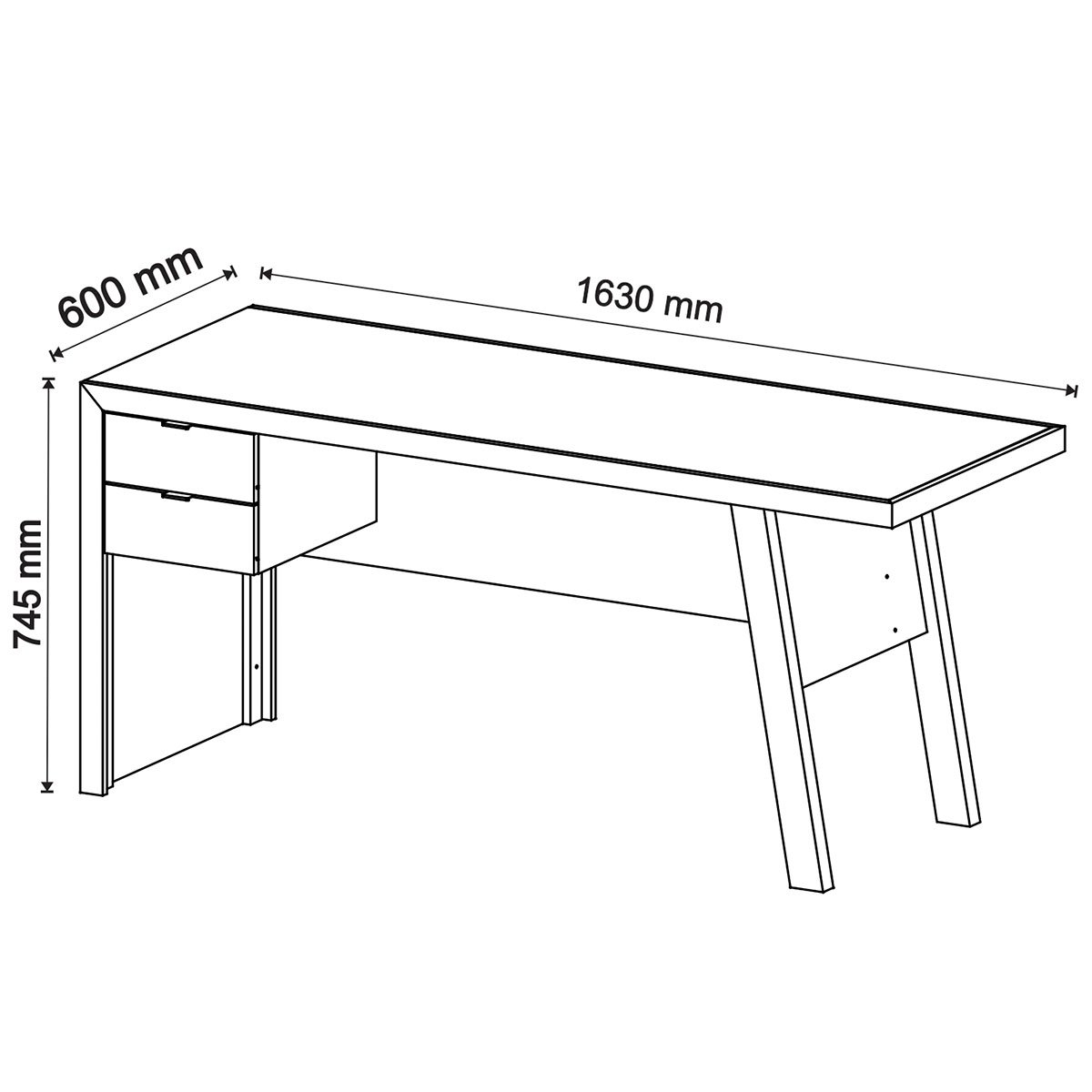 Mesa para Escritório Escrivaninha 2 Gavetas Amêndoa