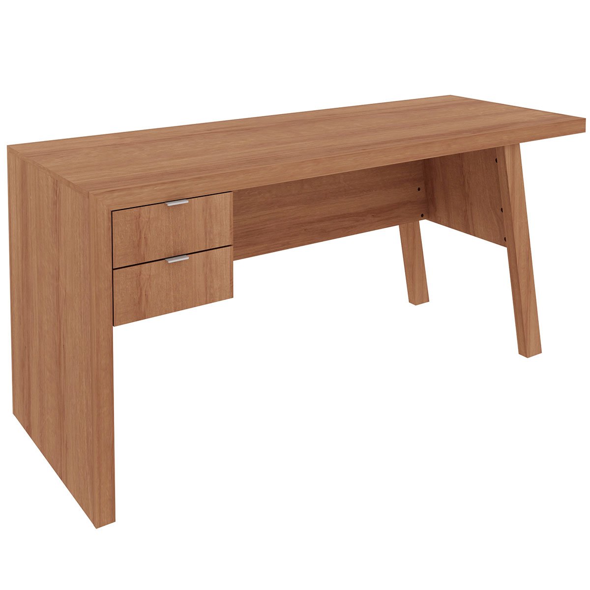 Mesa para Escritório Escrivaninha 2 Gavetas Amêndoa