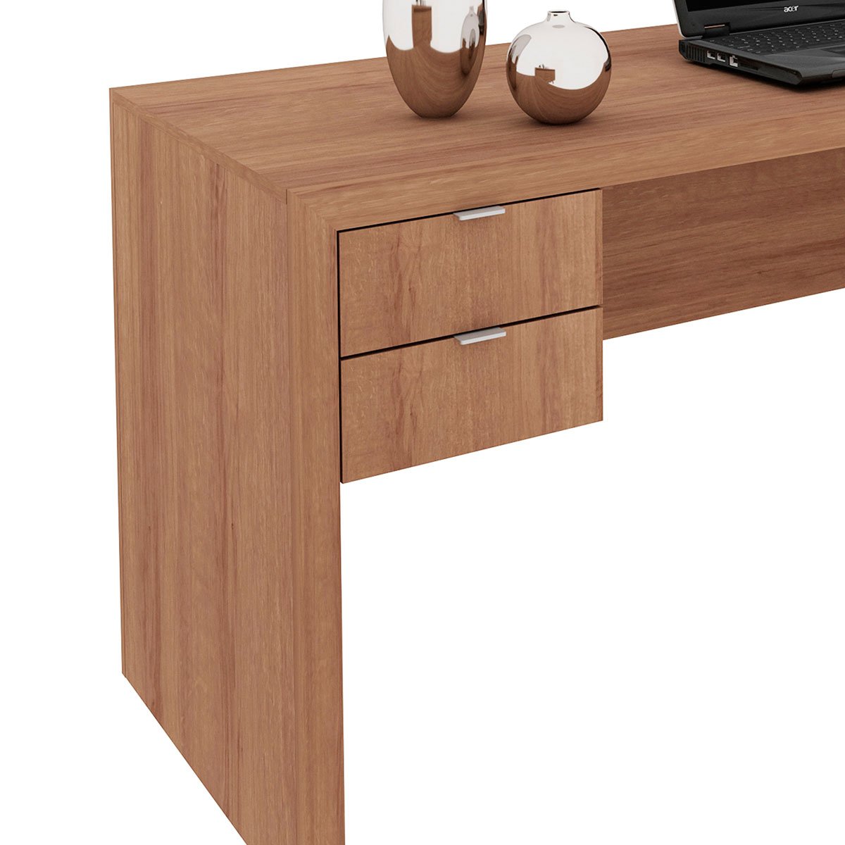Mesa para Escritório Escrivaninha 2 Gavetas Amêndoa