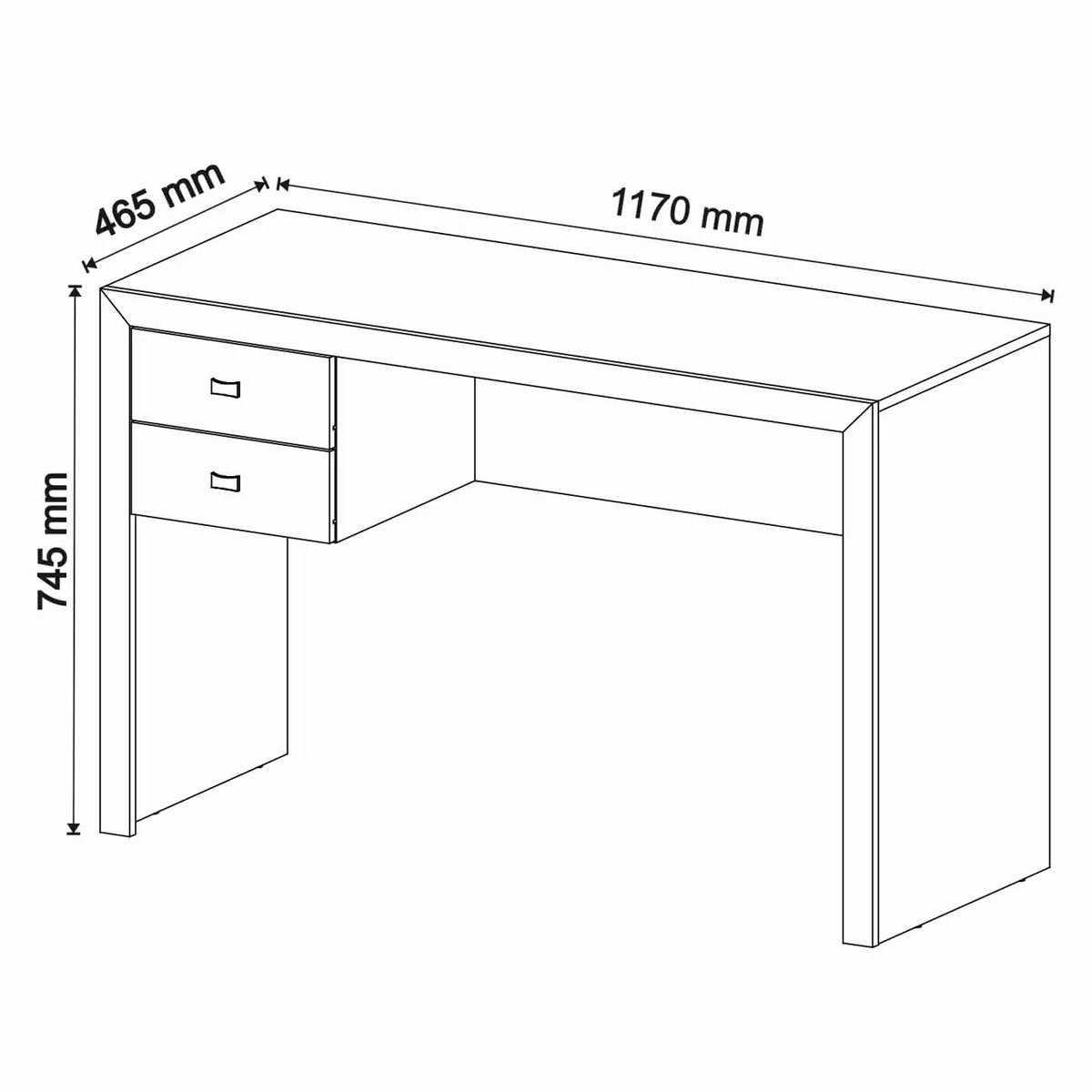 Mesa para Escritório Escrivaninha 2 Gavetas Amêndoa