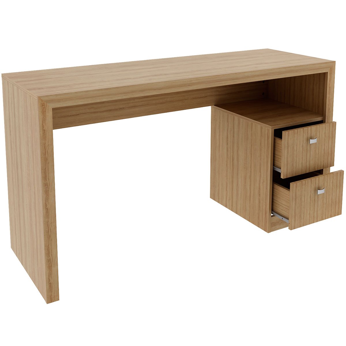 Mesa para Escritório Escrivaninha 2 Gavetas Amêndoa