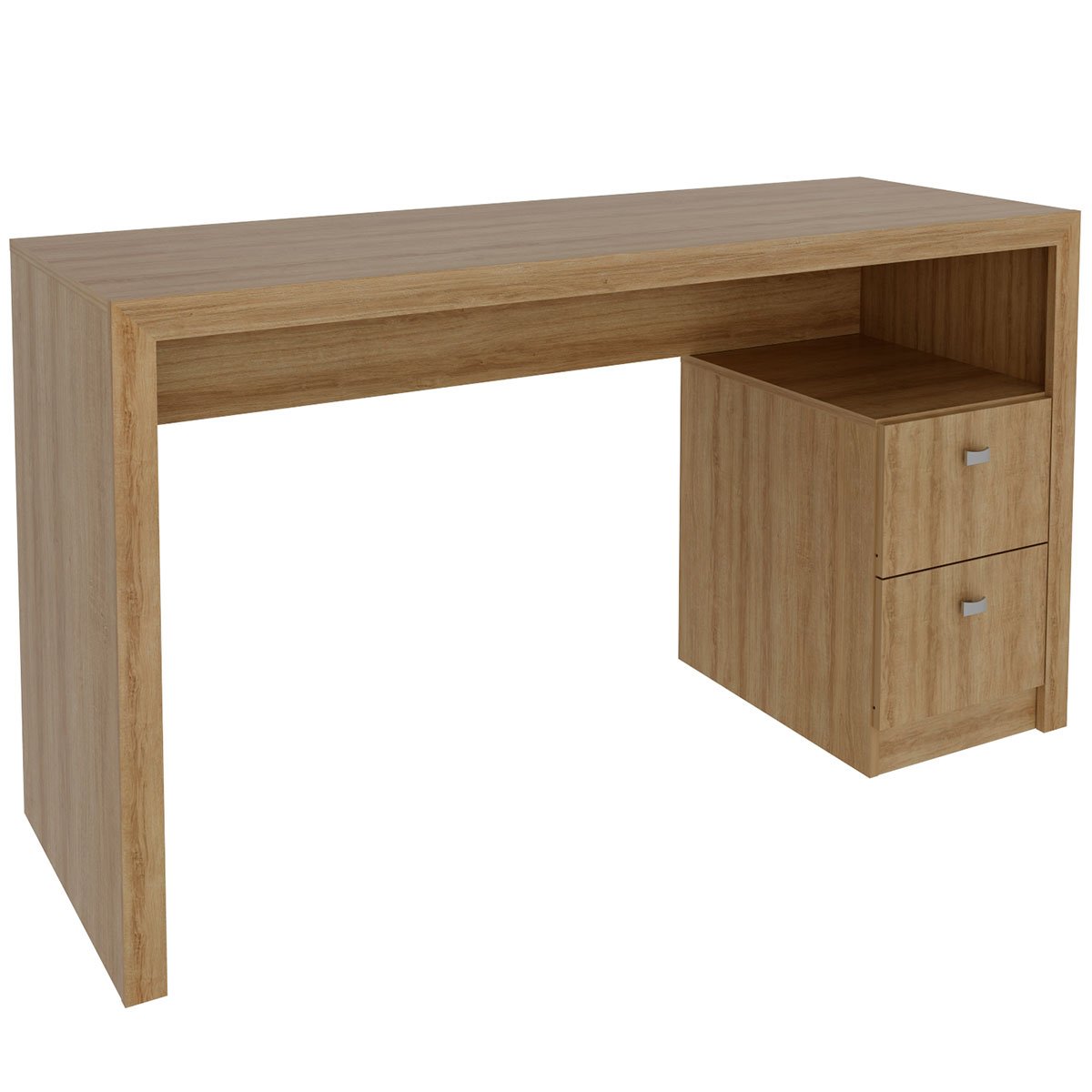 Mesa para Escritório Escrivaninha 2 Gavetas Amêndoa