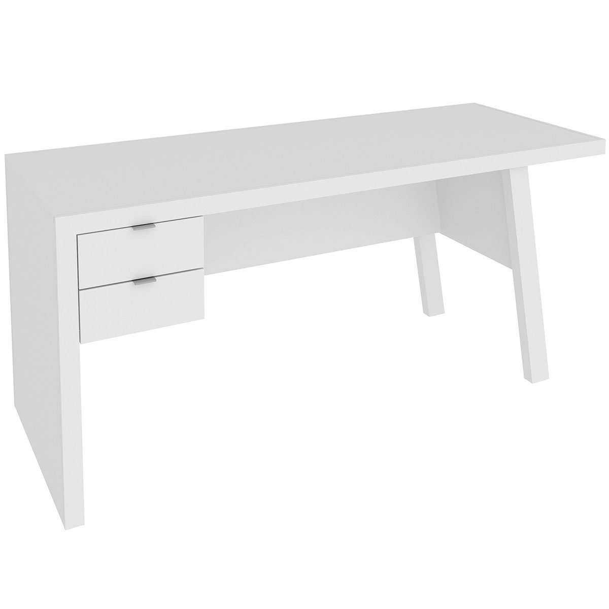 Mesa para Escritório Escrivaninha 2 Gavetas Branco