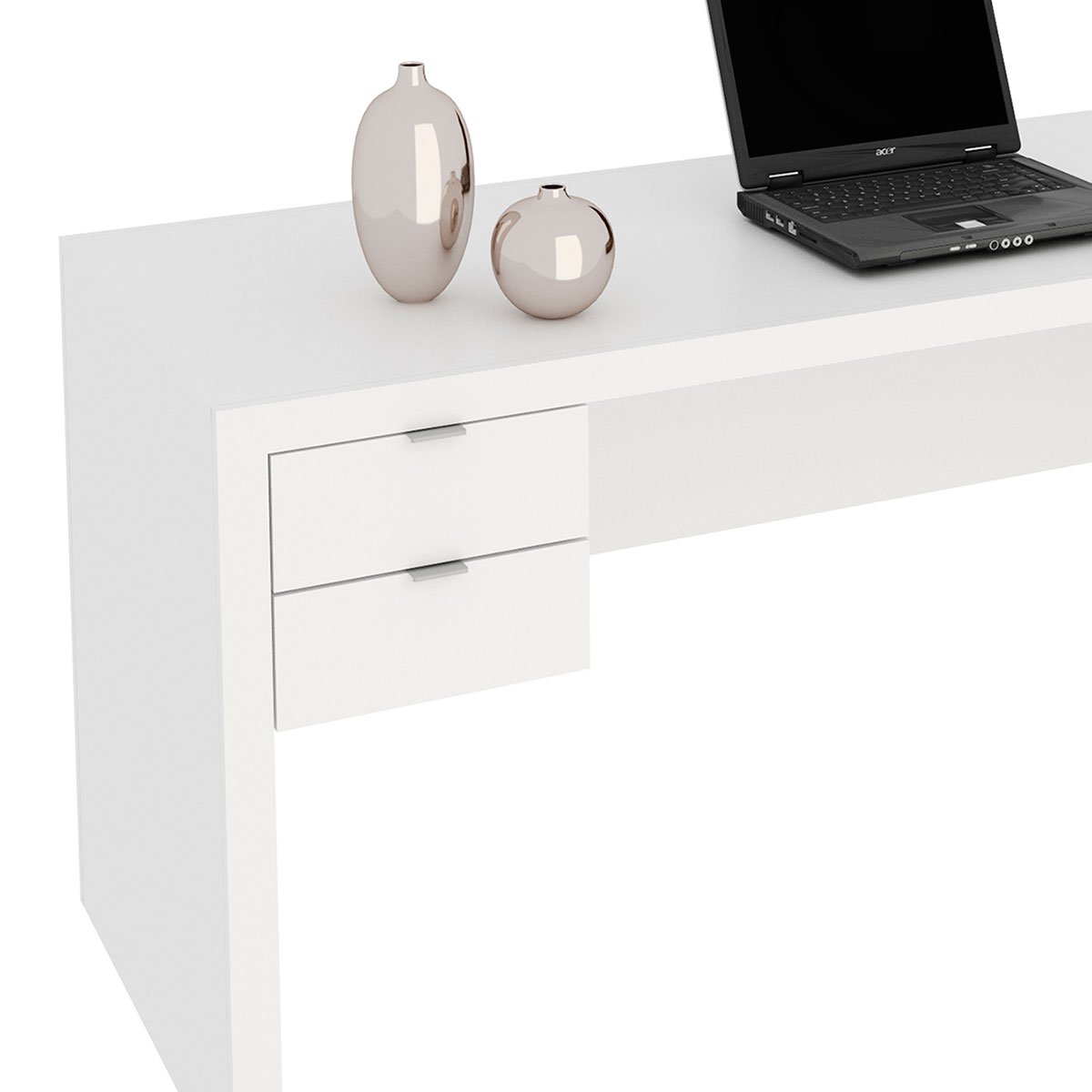 Mesa para Escritório Escrivaninha 2 Gavetas Branco