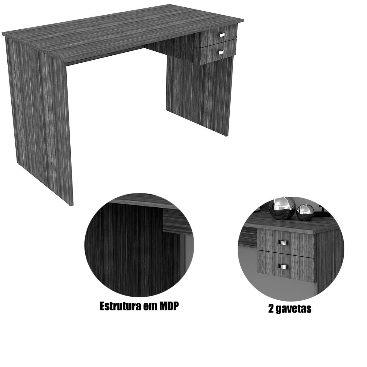 Mesa para Escritório Escrivaninha 2 Gavetas Branco
