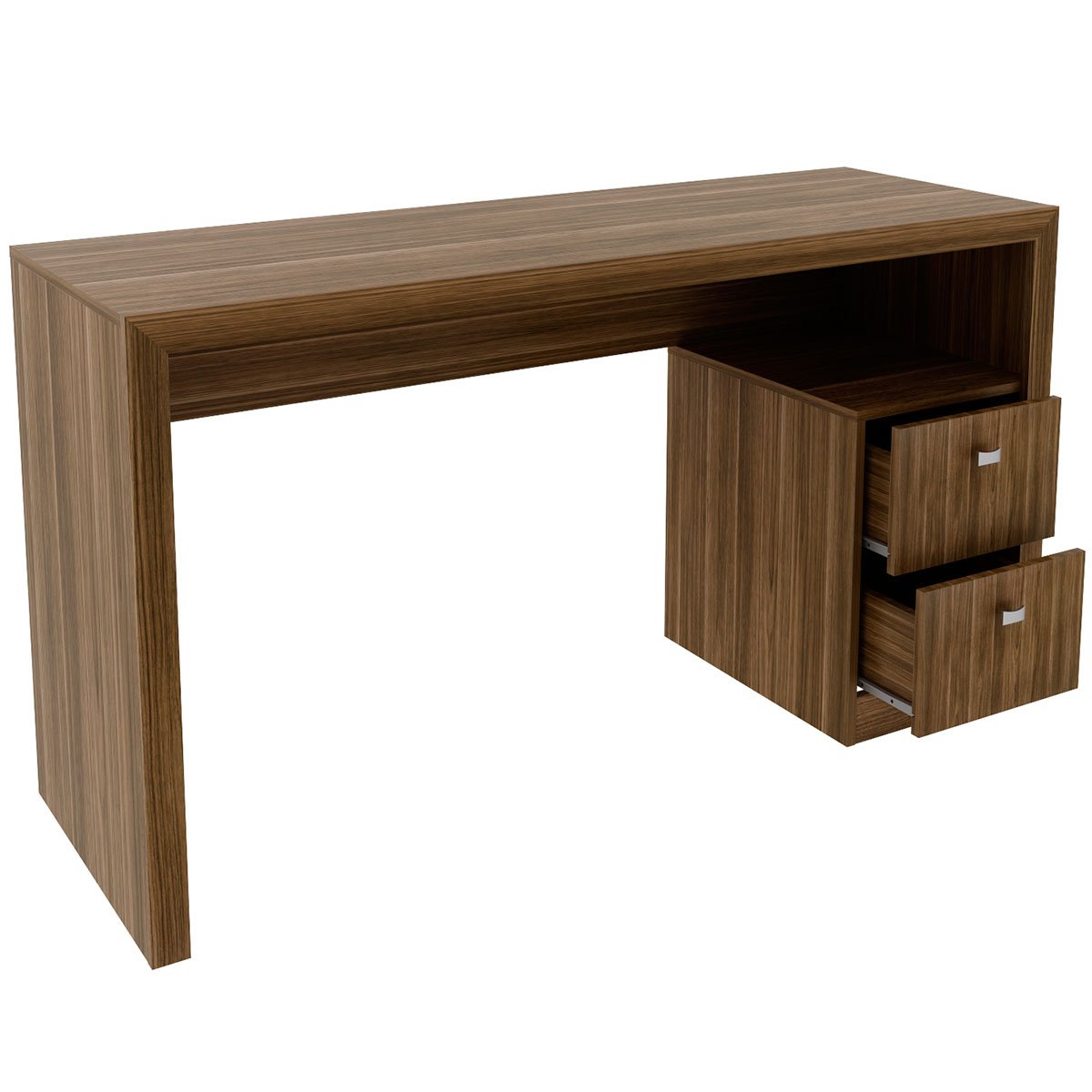 Mesa para Escritório Escrivaninha 2 Gavetas Nogal