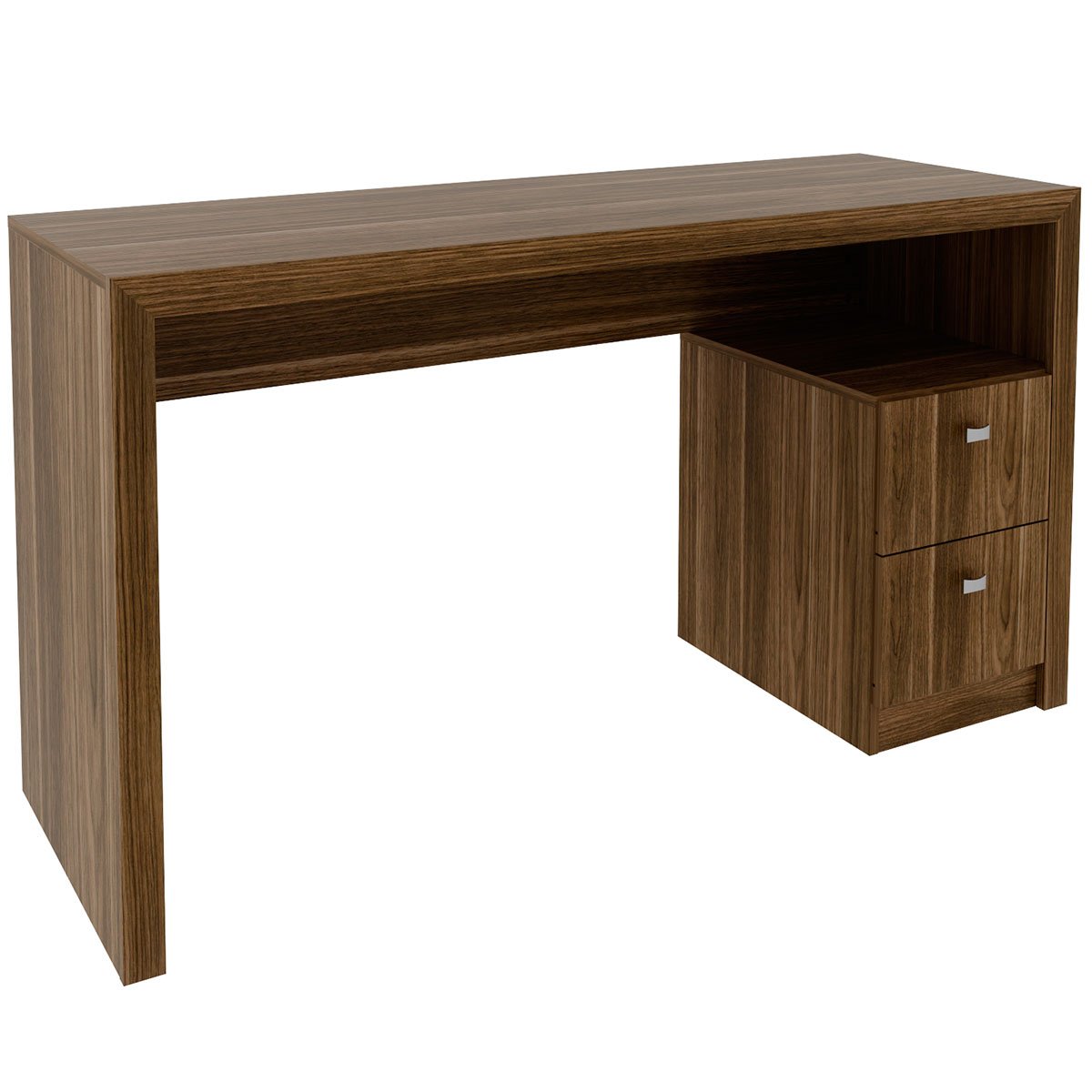 Mesa para Escritório Escrivaninha 2 Gavetas Nogal