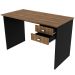 Mesa para Escritório Escrivaninha 2 Gavetas Nogal/Preto