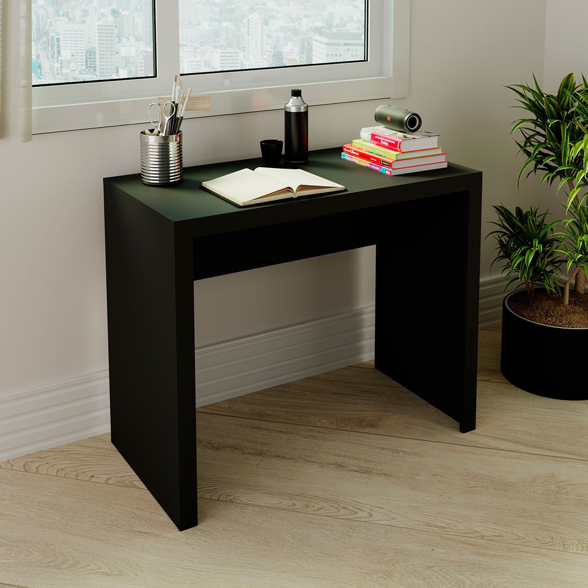 Mesa para Escritório Escrivaninha 90 cm Preto