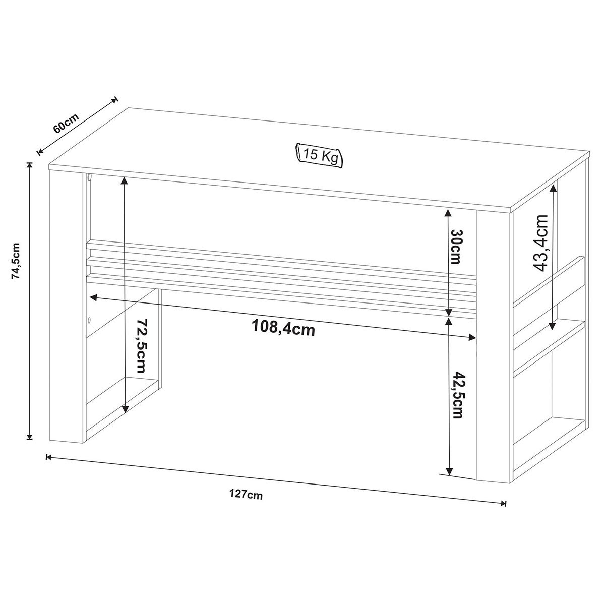 Mesa para Escritório Escrivaninha Detalhe Ripado Branco
