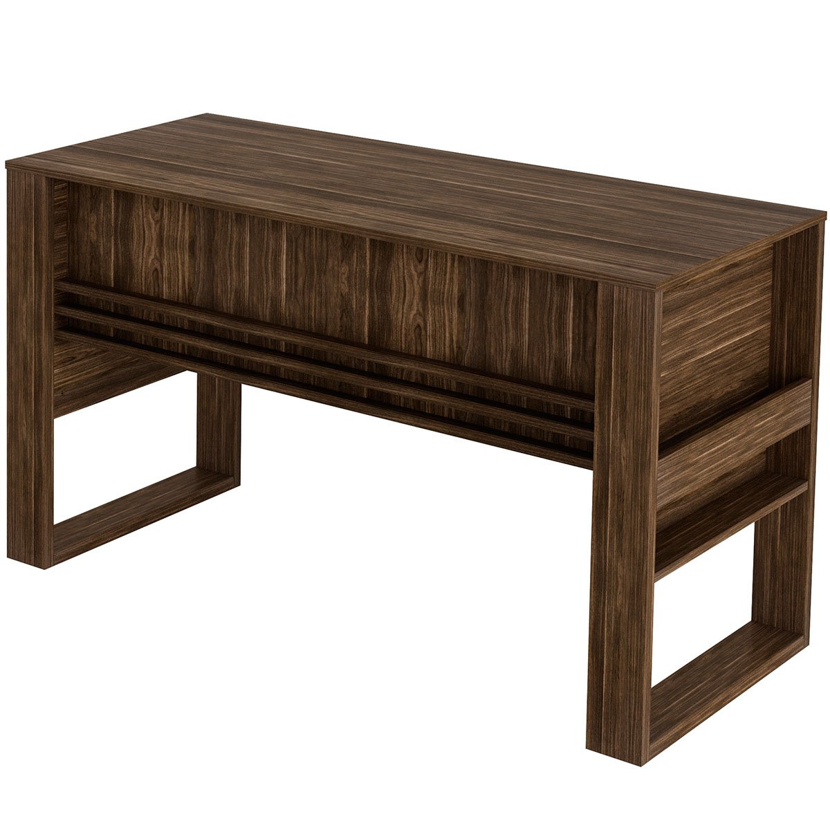 Mesa para Escritório Escrivaninha Detalhe Ripado Nogal
