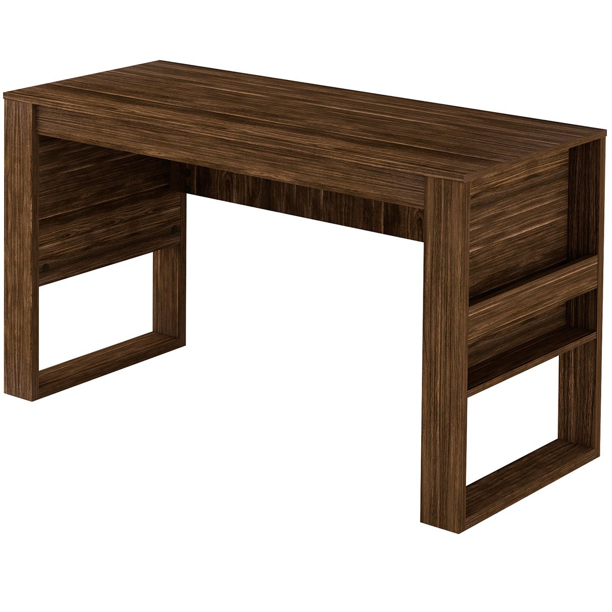 Mesa para Escritório Escrivaninha Detalhe Ripado Nogal