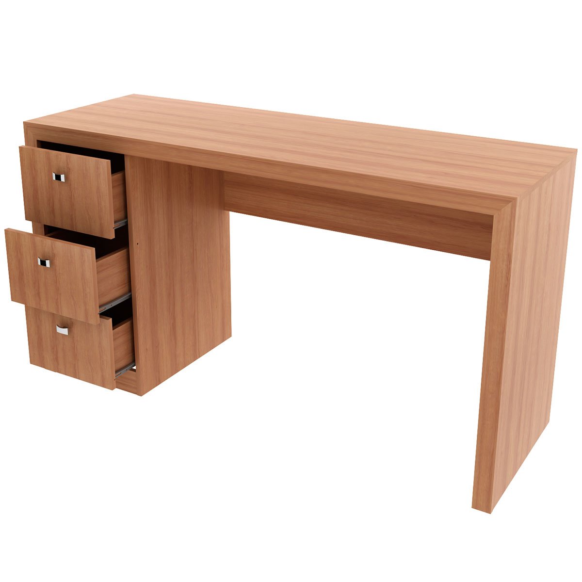 Mesa para Escritório Reversível 136 cm 3 gavetas Amêndoa