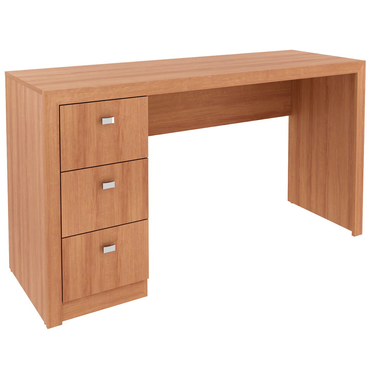 Mesa para Escritório Reversível 136 cm 3 gavetas Amêndoa
