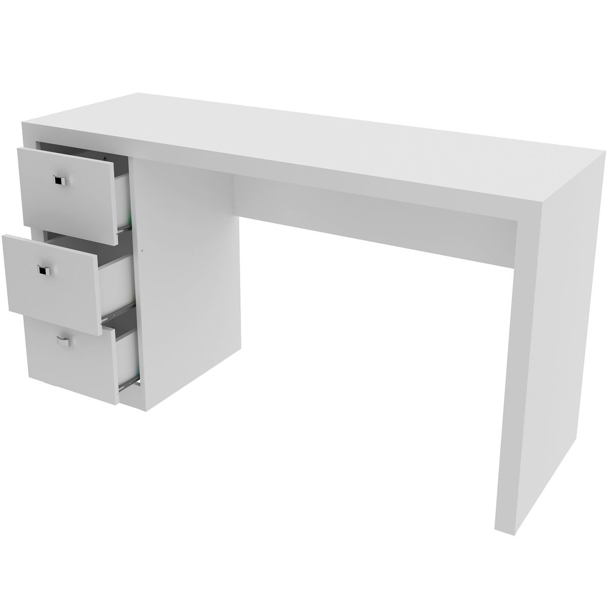 Mesa para Escritório Reversível 136 cm 3 gavetas Branco