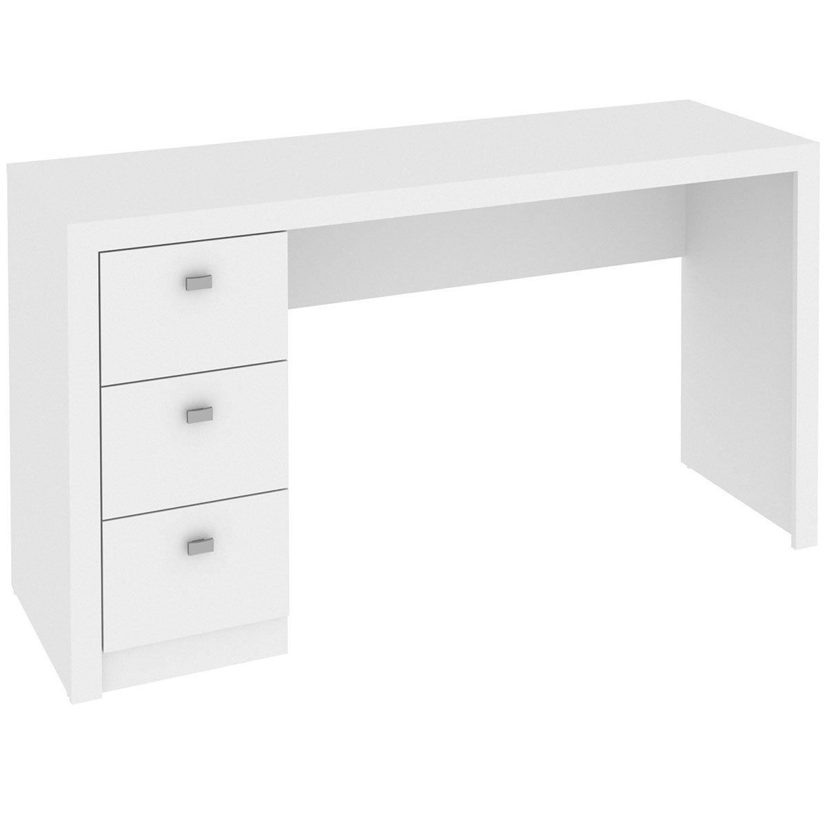Mesa para Escritório Reversível 136 cm 3 gavetas Branco