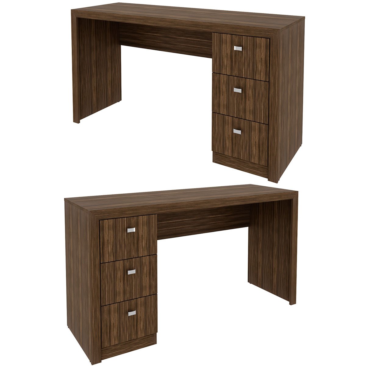Mesa para Escritório Reversível 136 cm 3 gavetas Nogal