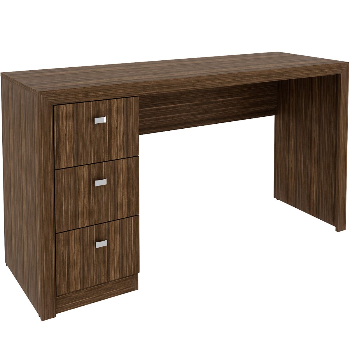 Mesa para Escritório Reversível 136 cm 3 gavetas Nogal