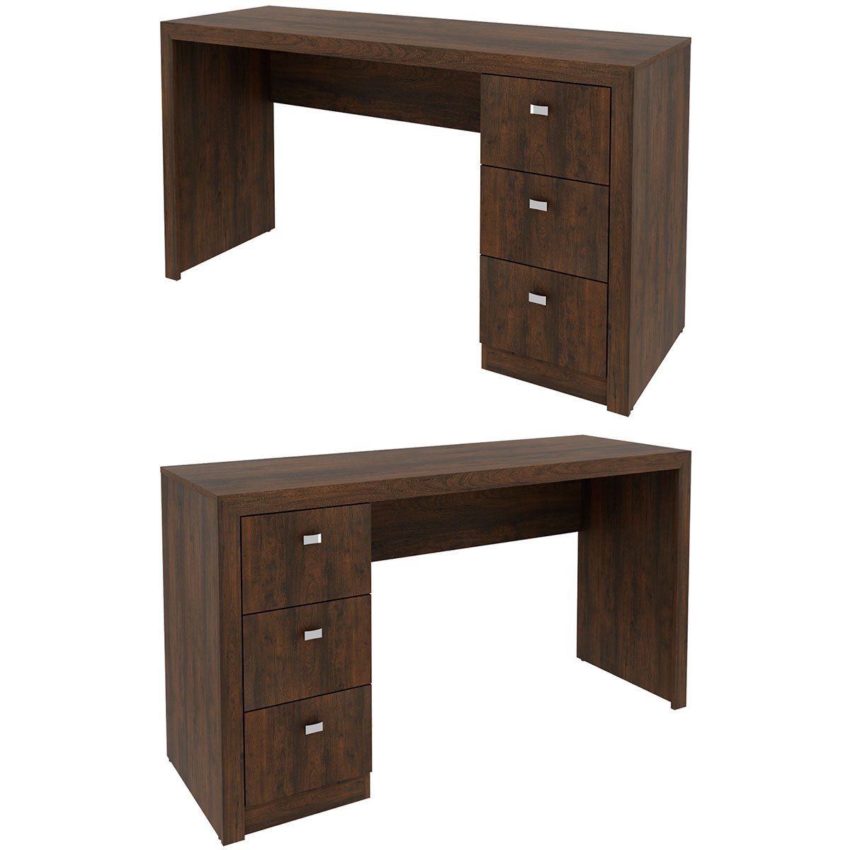 Mesa para Escritório Reversível 136 cm 3 gavetas Rústico