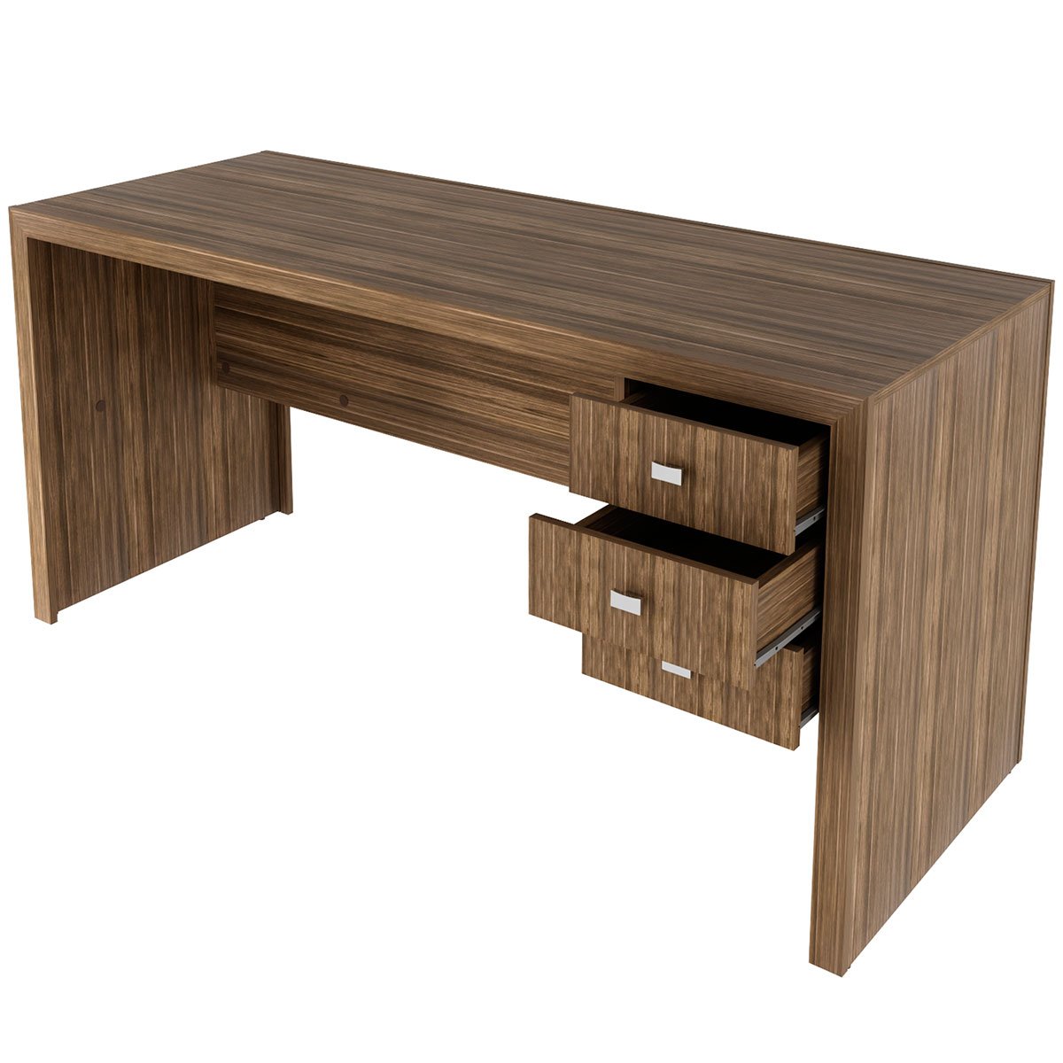 Mesa para Escritório Reversível 155 cm 3 gavetas Nogal