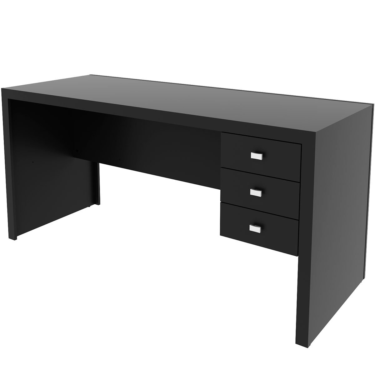 Mesa para Escritório Reversível 155 cm 3 gavetas Preto