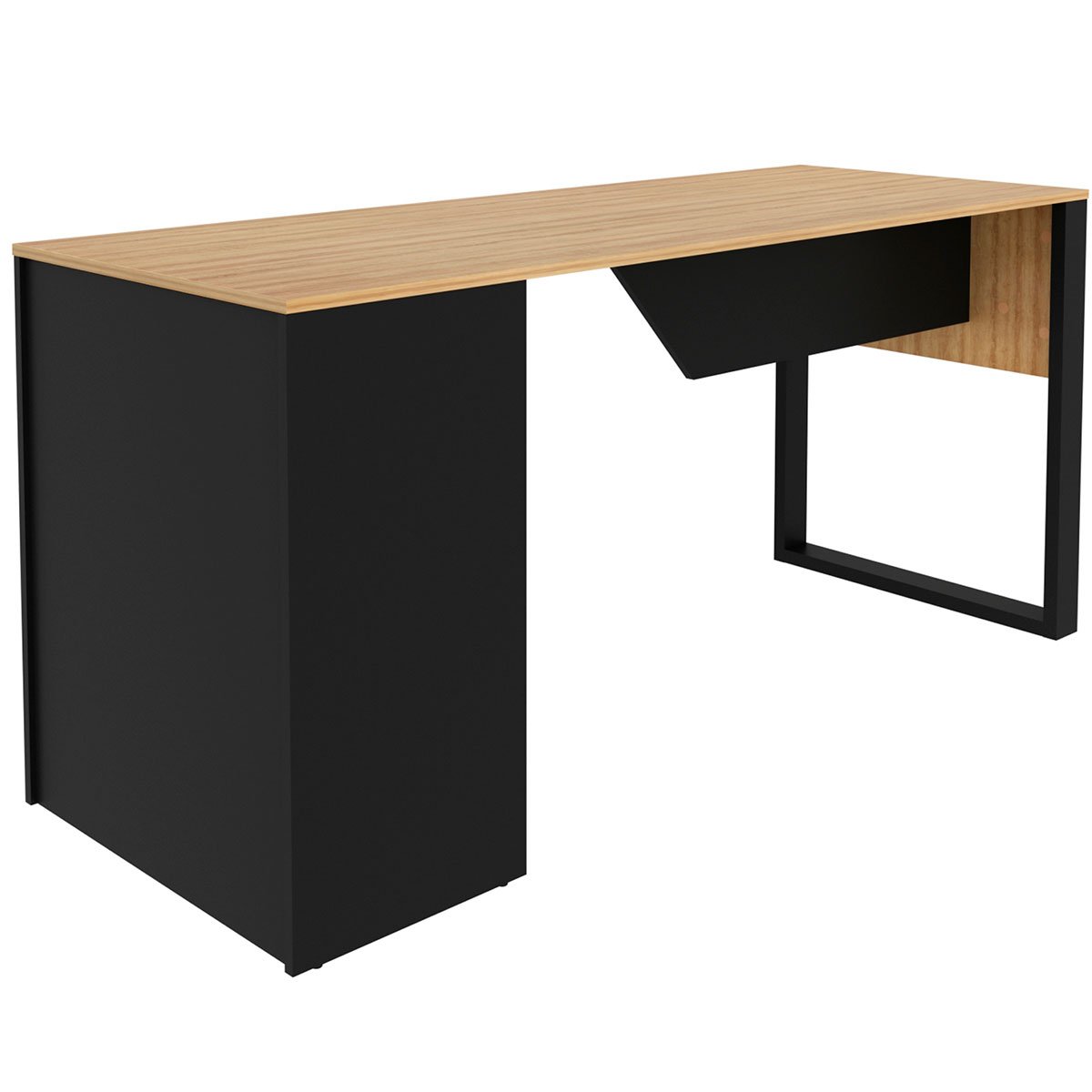 Mesa para Escritório com Armário Lateral 160 cm Amêndoa/Preto