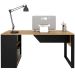 Mesa para Escritório com Armário Lateral 160 cm Amêndoa/Preto