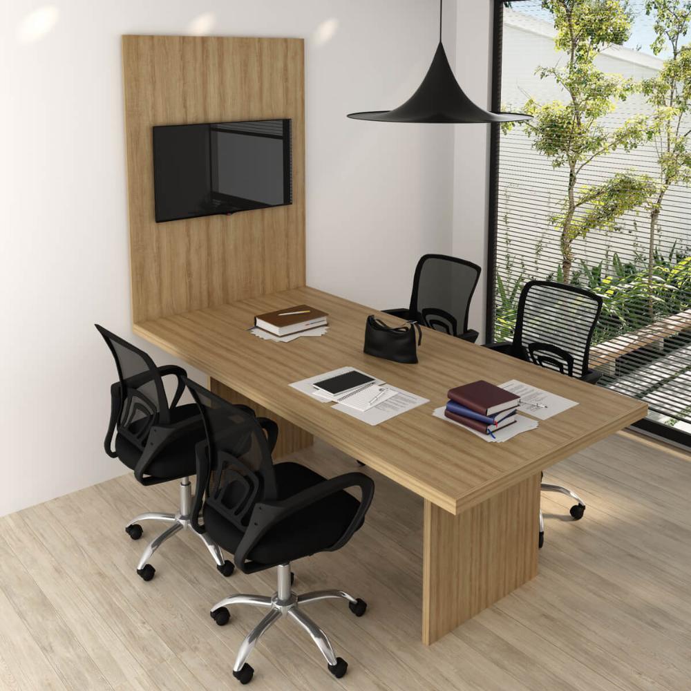 Painel Para Escritório 100x136cm Tv Até 37'' Pa2916 Amêndoa