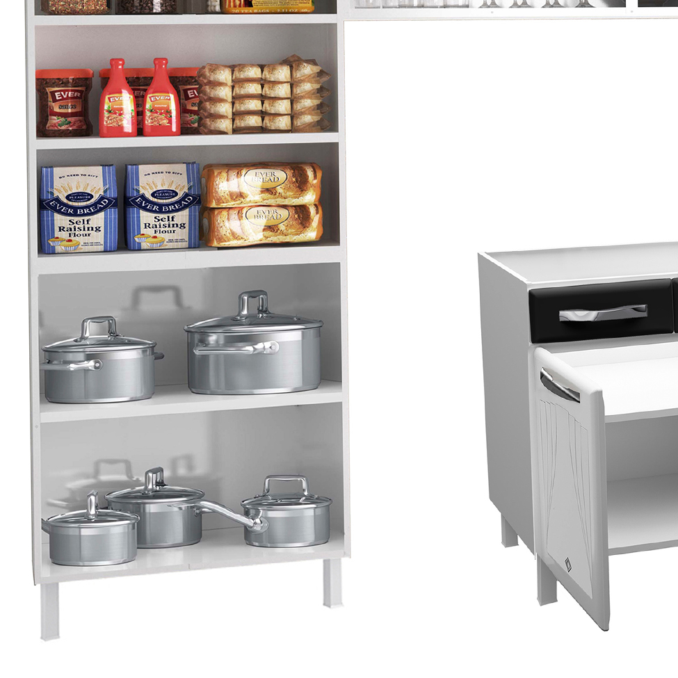 Cozinha Compacta Star New 14 Portas 2 Gavetas Branca e Preta