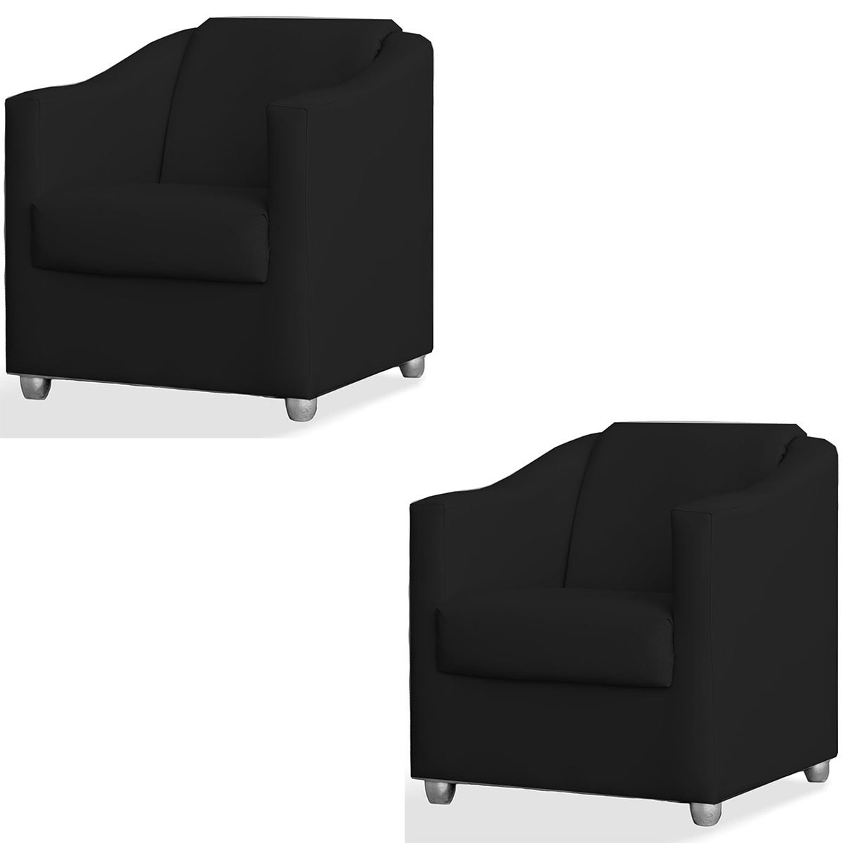 Kit 2 Poltronas para Escritório e Salão de Beleza Luiza Sintético Preto