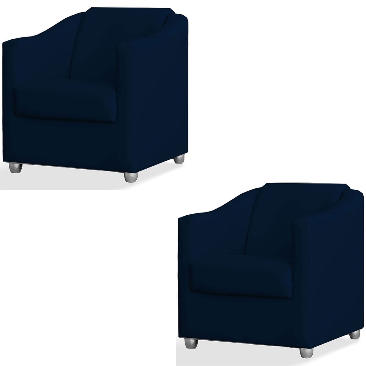 Kit 2 Poltronas para Escritório e Salão de Beleza Luiza Suede Azul Marinho