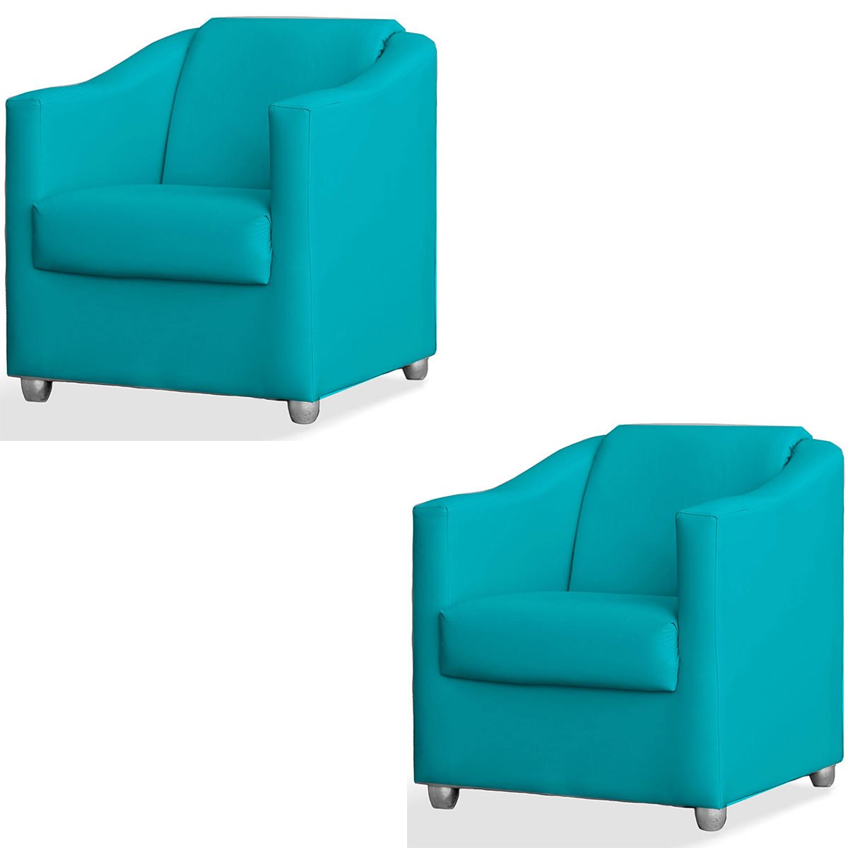 Kit 2 Poltronas para Escritório e Salão de Beleza Luiza Suede Azul Turquesa