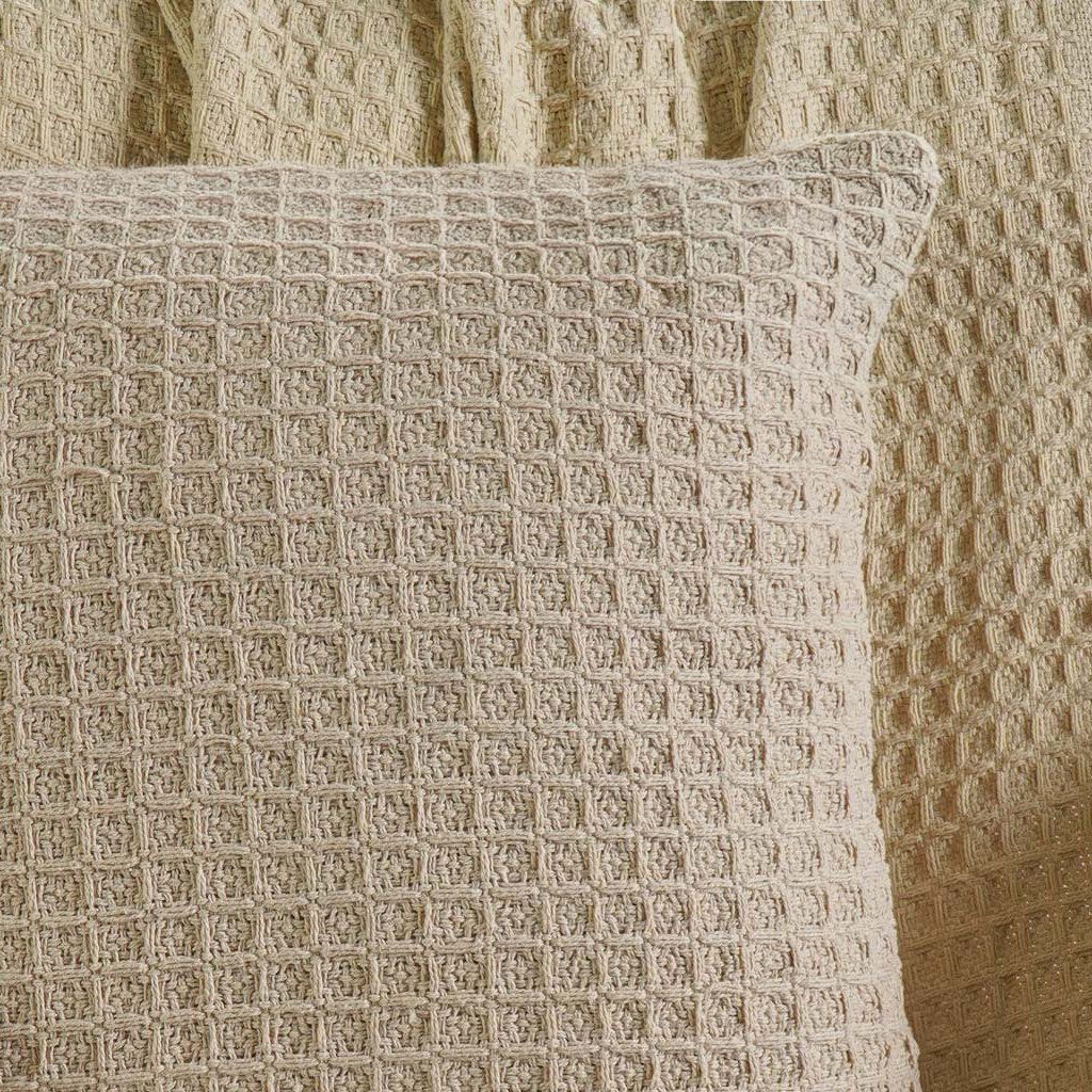 Capa de Almofada Decorativa Waffle 100% Algodão 45x45cm Amendoa