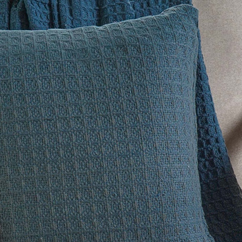 Capa de Almofada Decorativa Waffle 100% Algodão 45x45cm Azul Cobalt